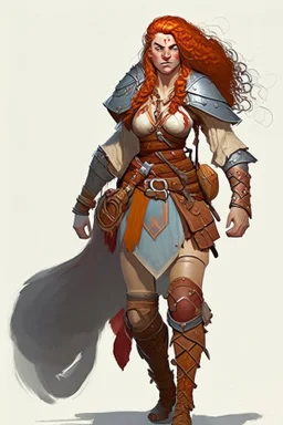 female aasimar barbarian outlander with traveler cloths dnd character
