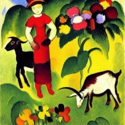 goats and flowers repeating AUGUST MACKE