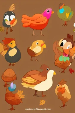 Cute Baby Turkey Animal Thanksgiving animated style