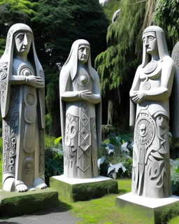 A grayish white fair in a medieval kingdom designed in Maori sculptures painted by Paul Cezanne