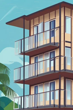panel house geometric pattern with windows, balcony