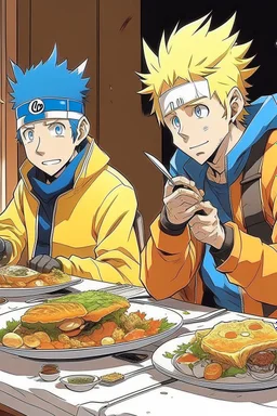 Naruto eating a steak with homelander