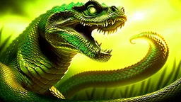 huge angry green anaconda and fierce dragon confrontational, intricately detailed faces, professional photography, a breathtaking background, natural environment, cinematic side light, medium shot on DSLR 64 megapixels sharp focus, canon lens, realistic, concept art, 16k resolution