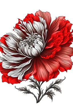 Red flower illustration defined and detailed with white background