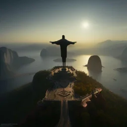 Christ the Redeemer, beautiful, landscape,sunset, unreal engine 5, cinematic lighting, photorealistic, realistic, hyper detailed, 8k, octane render, cinema 4d