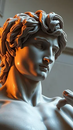 Hyperrealistic 4k image, ultra quality, of Michelangelo's David sculpture