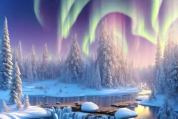  white and gold crystal background，waterfall, winter snow flakessnow, northern Lights, full of details, smooth, bright sunshine，soft light atmosphere, light effect，vaporwave colorful, concept art, smooth, extremely sharp detail, finely tuned detail, ultra high definition, 8 k, unreal engine 5, ultra sharp focus