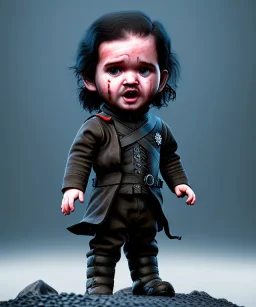 Jon snow toddler, full body, angry, dragon, dramatic lighting, hyper realistic