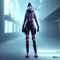 cyberpunk, female ninja, skin, full-body