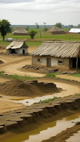 mud houses, farm land