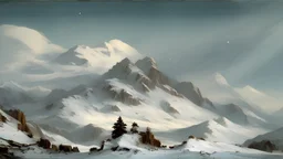 mountain range in snow by andrea del sarto
