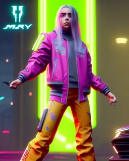 Billie Eilish, in stockings, cyberpunk2077