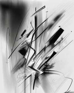Abstract oil sketchy pencil outlines