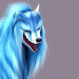 sergal furry digital art cute blue hair only face sideshot