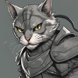 A warrior cat, with armour, angry face