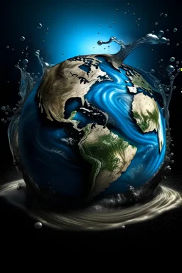 كوكب الأرض وقلة الماء رجل يمسك كوكب الارض ويقول حافظوا على الماء