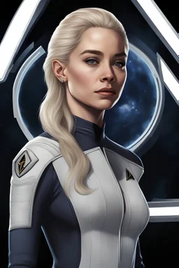 star trek, character art, portrait, blonde woman, emilia clarke, trill symbiote, joined trill, dax, deep space nine, starfleet uniform, trill, high quality, realistic