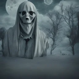 ghost, tombstone, sky, dark, man, grave, clouds, moon, 8k