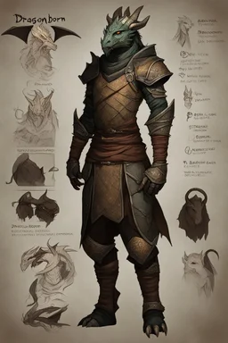 a dragonborn OC reference sheet