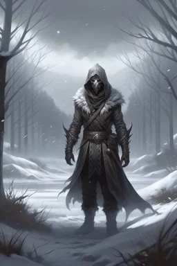 winter landscape, with a (((emaciated:1.5))) (((desiccated:1.5))) male warlock with pallid white skin, dressed in furs and (((leather armour:1.4))) once attractive, he is a (((necromancer:1.2))), a undying, reborn, he is (((skinny:1.7))) and (((slim:1.6))) dressed in a robes and a cloak, his face has an unearthly beauty, his clothes are torn and tattered, flapping in the wind, (((musclular:1.5))), (((undead:1.6))), striding through fire
