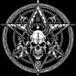 A ocultism symbol of evil, with satanism and nazi skull inverted cross inverted pentagram