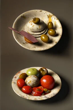 Ravioli by renaissance style still life oil painting, dish, natural tomato, albahaca, olives, olive oil, moisture, art, natural, ornaments, marble, gold, high kitchen, smooth, gradient color background, unreal engine 5, ray tracing, RTX, lumen lighting, ultra detail, volumetric lighting, 3d.