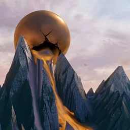 blood pours from a giant crack in the sphere
