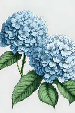 realistic hydrangeas line grawing