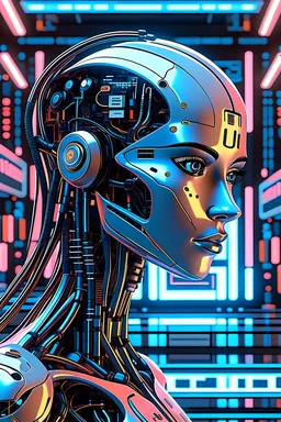 Picture of an AI, artificial intelligence, cyberpunk