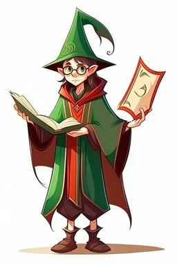 young elf student wizard with a D on his robes