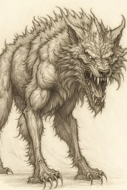 Wolf beast as drawn by HR Geiger