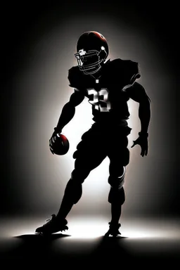 Silhouette of a football linebacker, photorealistic