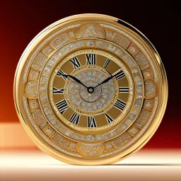 crystal ornate round clock with a transparent body, gold sand, transparent, rococo, Artstation, intricate detailed 8 k, ornate and jewels,