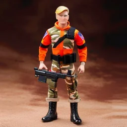 G.i. Joe toy camouflage doll Donald Trump orange face with boots full body in package high resolution 2019, in a box with gun