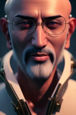 portrait of a bald Atul Bhardwaj, brown eyes, no beard, steampunk, unreal 5, octane render, cinema4d, dynamic lighting, soft lighting, 4k, redshift render, highly detailed, hyper realistic