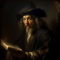 a portrait of a mystical wizard by rembrandt