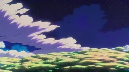 village with purple sky full of stars, anime, high res, makoto shinkai
