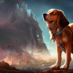 dog, love, loyalty, cute detailed matte painting, deep color, fantastical, intricate detail, splash screen, complementary colors, fantasy concept art, 8k resolution trending on Artstation Unreal Engine 5