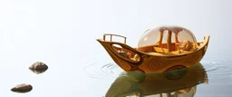 benign transparent superwood alien boat with superwood draw bridge