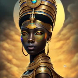 sango fantasy, fantasy magic, intricate, sharp focus, illustration, highly detailed, digital painting, concept art, matte, masterpiece head sexy view black African beauty black afro hair earth lady Golden falcon head Egyptian princess