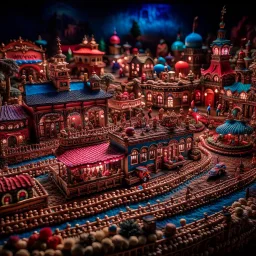 Diorama of old amusement park, sharp focus, 8k, 3d, very detailed, volumetric light, grim, fine art, very colorful, ornate, 35mm, F/2.8, insanely detailed and intricate, hypermaximalist, super detailed, decadent