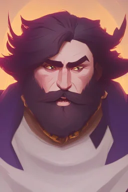 Medieval Fantasy Bearded strong man wearing a thick fur-lined merchant's coat, wearing gold rings, divine, halo, happy smiling, portrait, high definition, realistic, long hair, dynamic lighting, volumetric lighting, mustache, blond