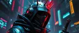 saviour thief king with head set, cyberpunk setting