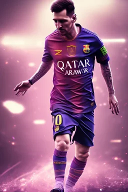 lionel messi cyberpunk, purple tones, high lighting