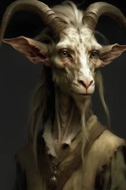 goatman human woman hybrid, semi-realistic art
