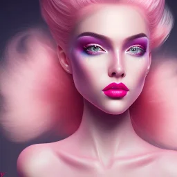 a princess wearing a lot of makeup and painted nails, with pink lipstick,with a blund nic hairstyle dramatic, dramatic lighting, volumetric lighting, hyperrealism, 8k, high quality, photorealistic, lot of details