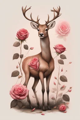 A deer with the body of a rose