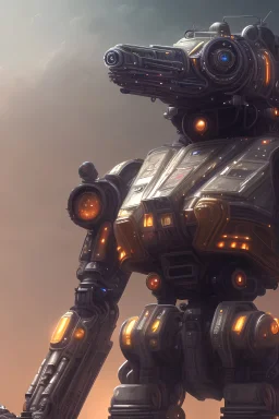 a beautiful full frame portrait digital painting of futuristic tankpunk robot, wide angle view, close-up, macro lens, centered camera, titanium accents, intricate details, small minutiae, tiny features, particulars, colorful, 8k, least ambient occlusion, volumetric lighting, volumetric clouds