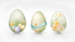 easter greetings with eggs with transparent background