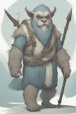 Dnd a bugbear with white fur and a blue nose